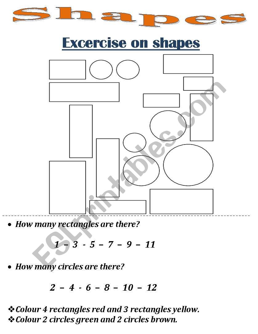 shapes excercise worksheet