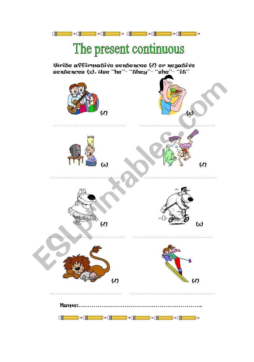 present continuous - affirmative and negative form 