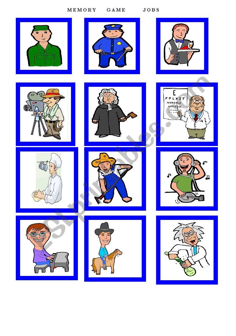 MEMORY GAME JOBS worksheet