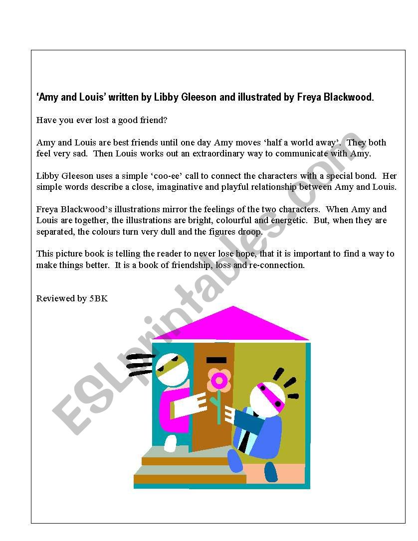 picture book review worksheet