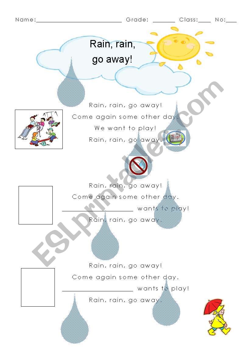 Rain, rain, go away! worksheet