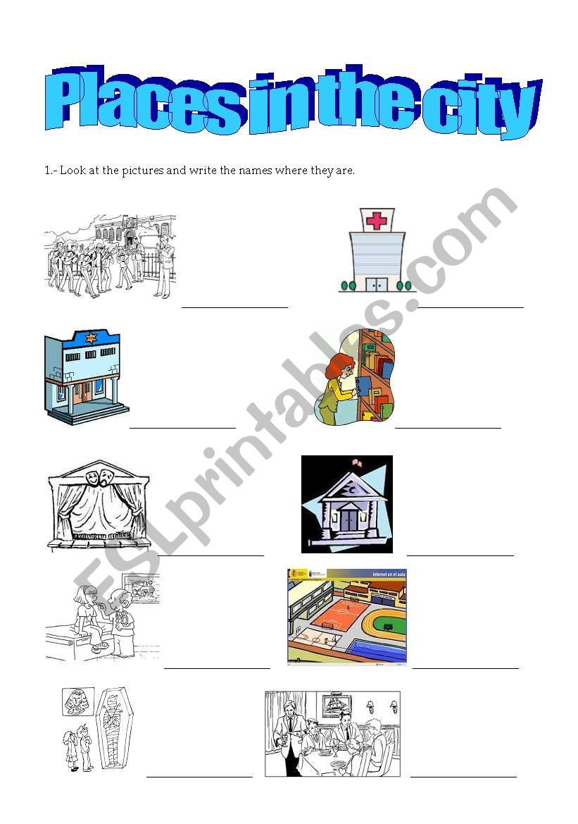 Places in the city worksheet