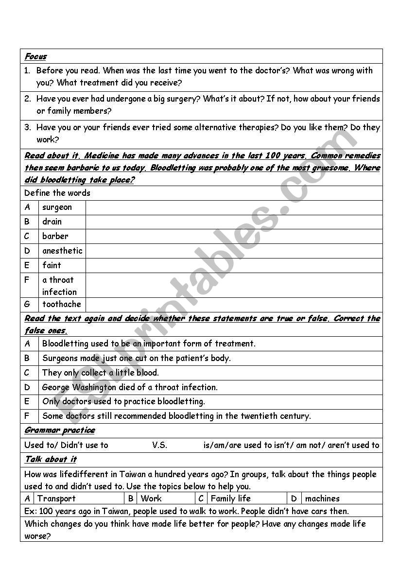 kill or cure worksheet