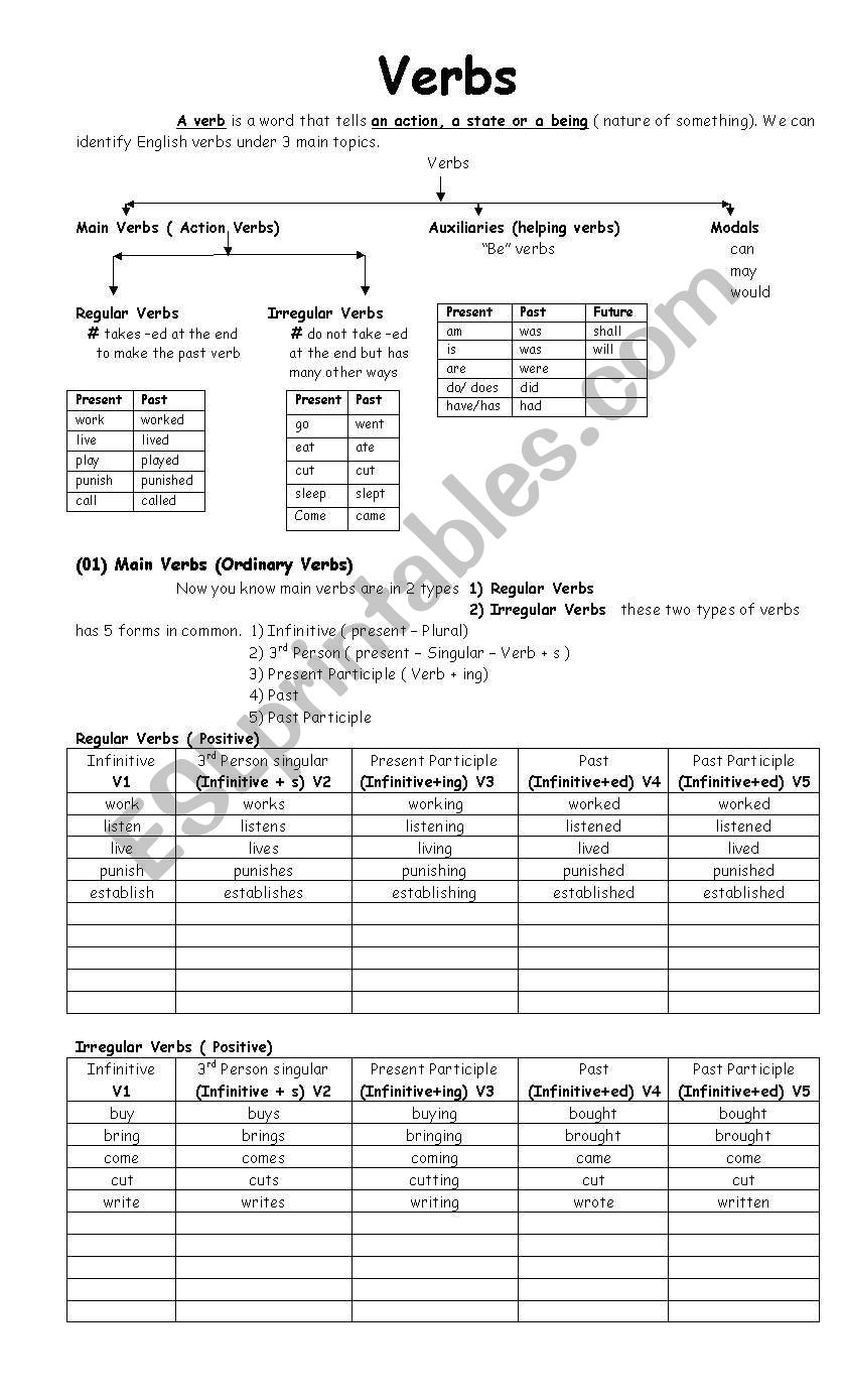 Verbs worksheet