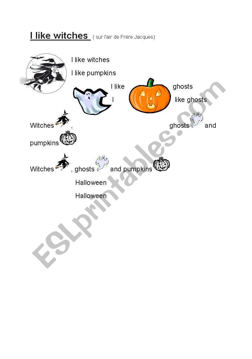 I like witches worksheet