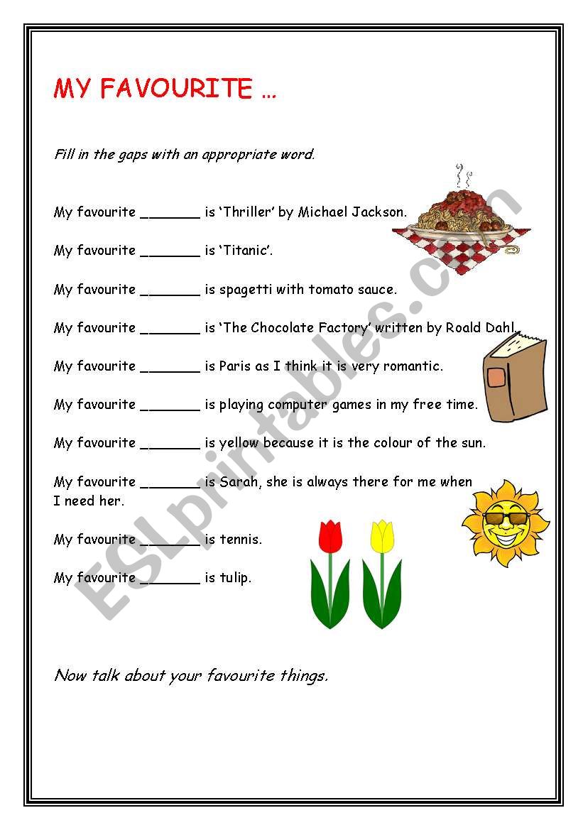 My favourite... worksheet