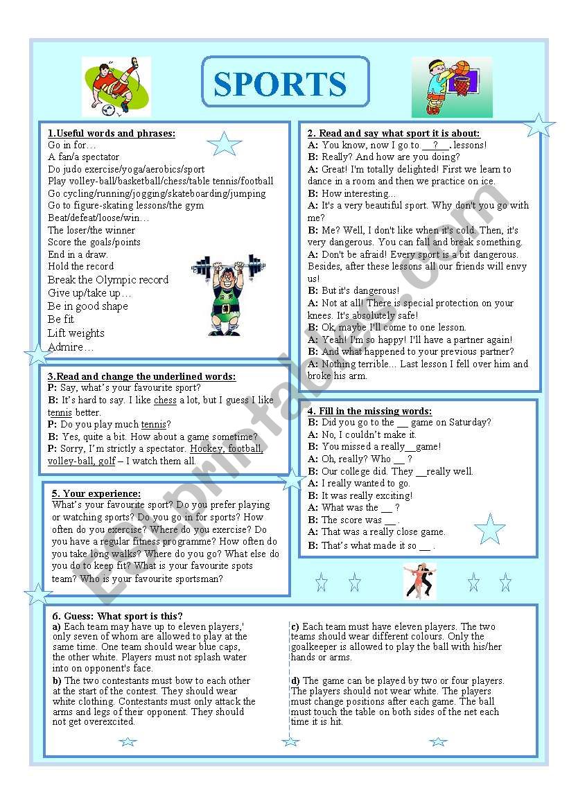 Sports worksheet