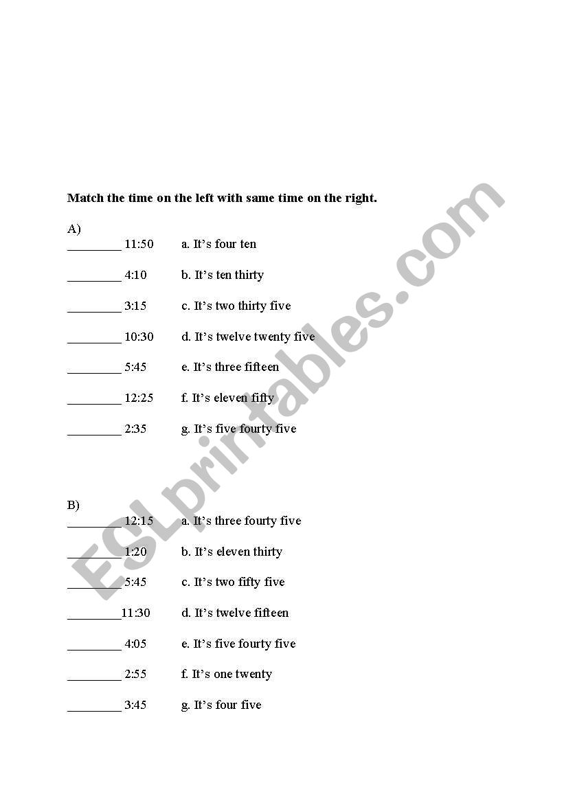 time worksheet