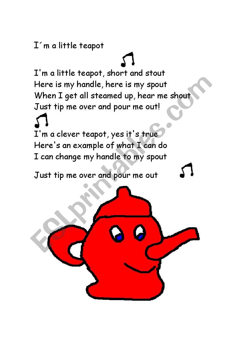 Im a littel teapot worksheet