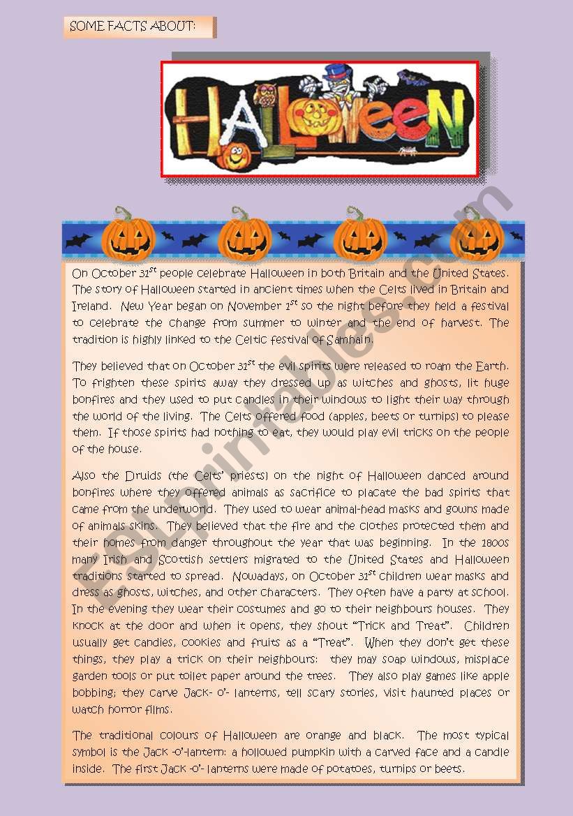 Halloween worksheet