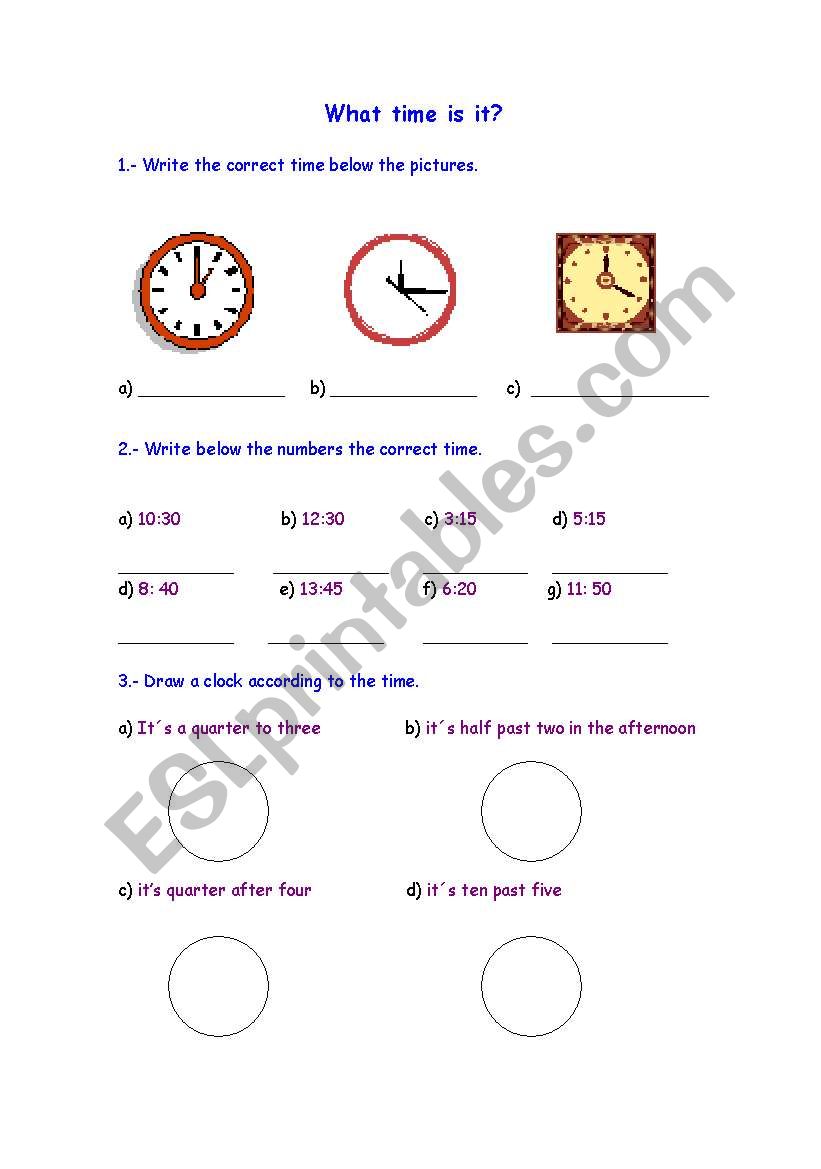 what time is it? worksheet