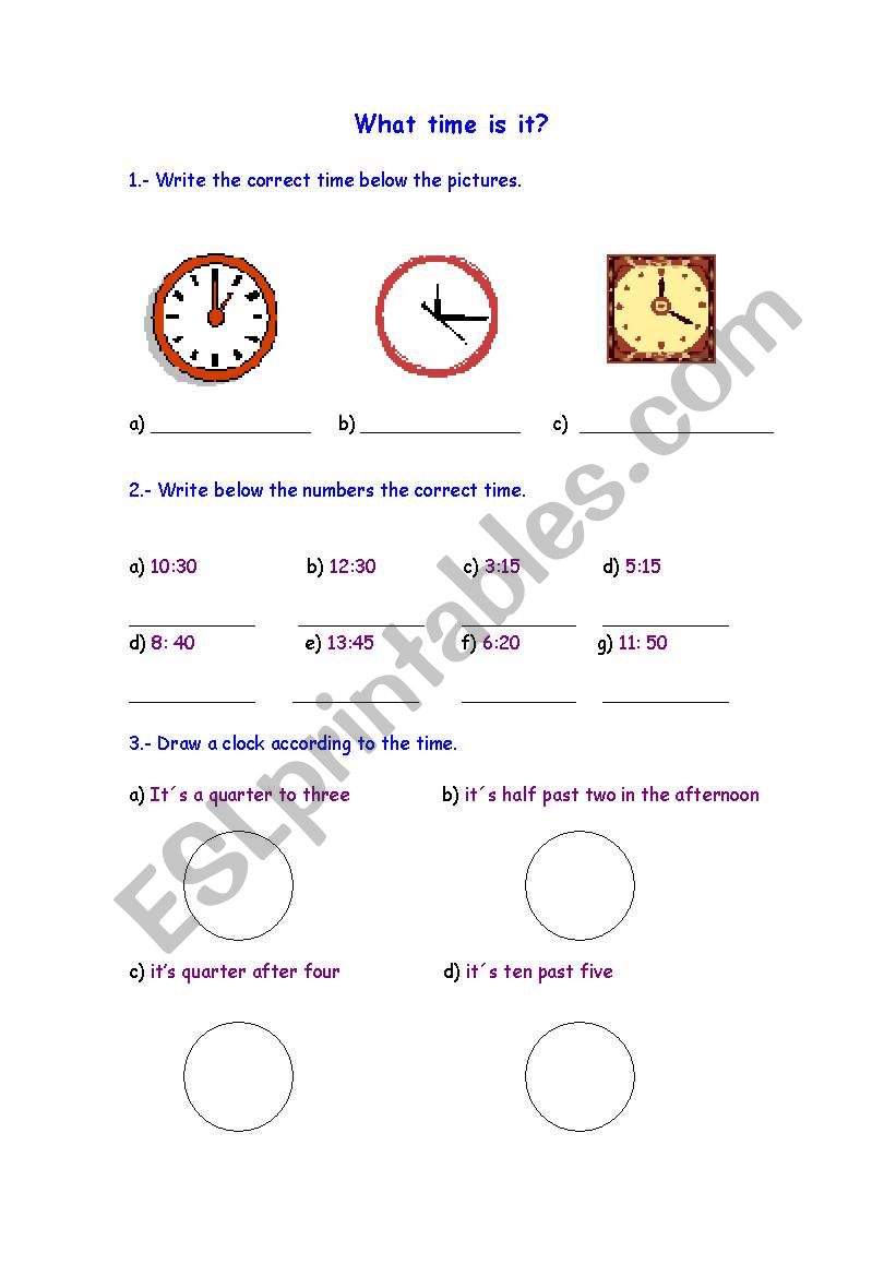 what time is it? worksheet