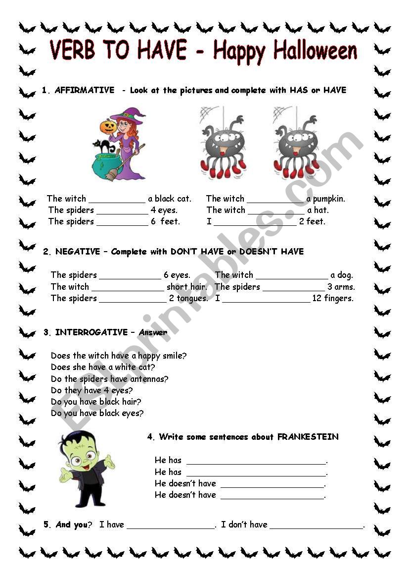 VERB TO HAVE with Halloween Theme