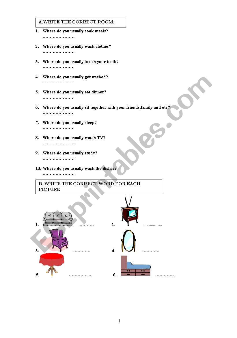 house worksheet