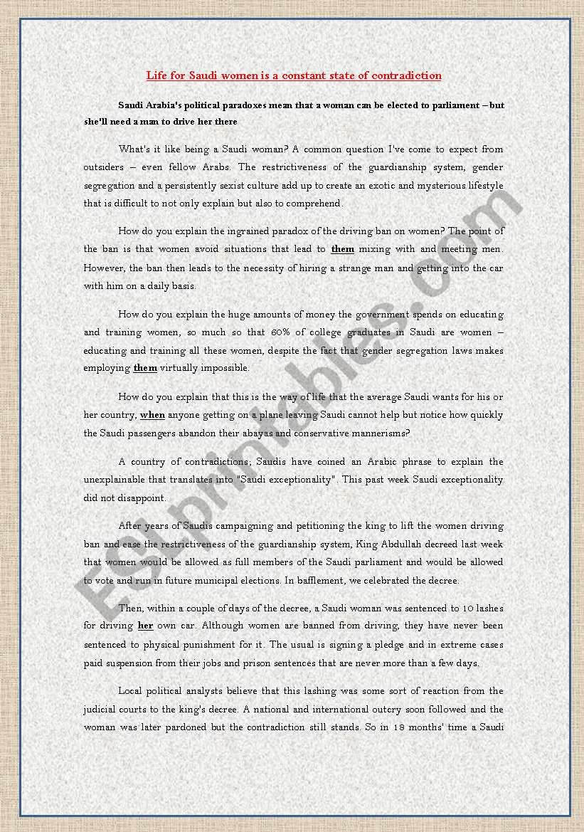 WOMENÂ´S RIGHTS VIOLATION worksheet