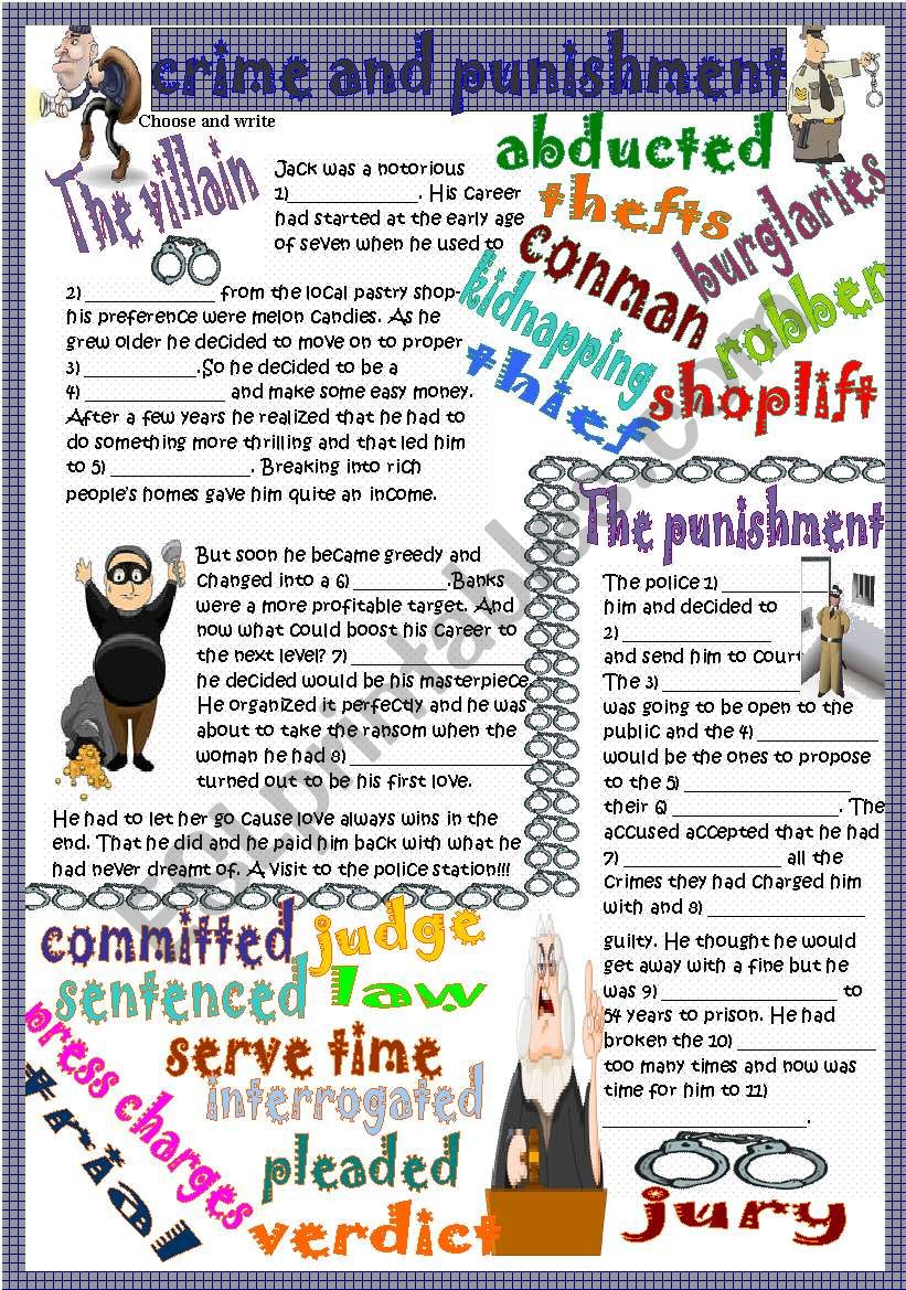 crime and punishment worksheet