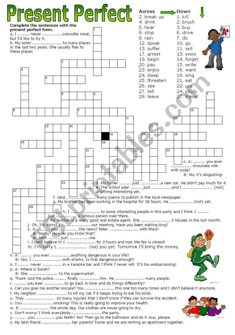 Crossword Puzzle - Present Perfect