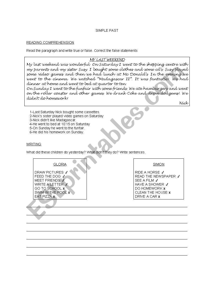 Simple Past worksheet