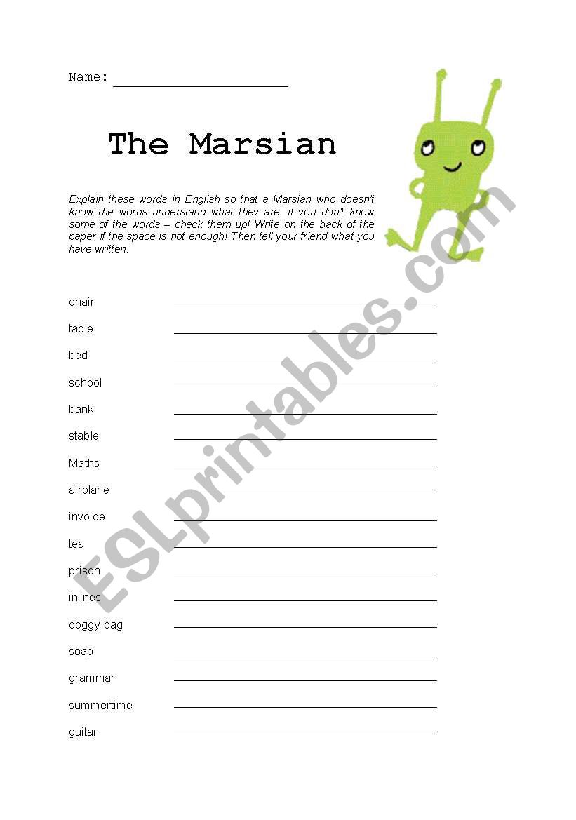 The Marsian worksheet