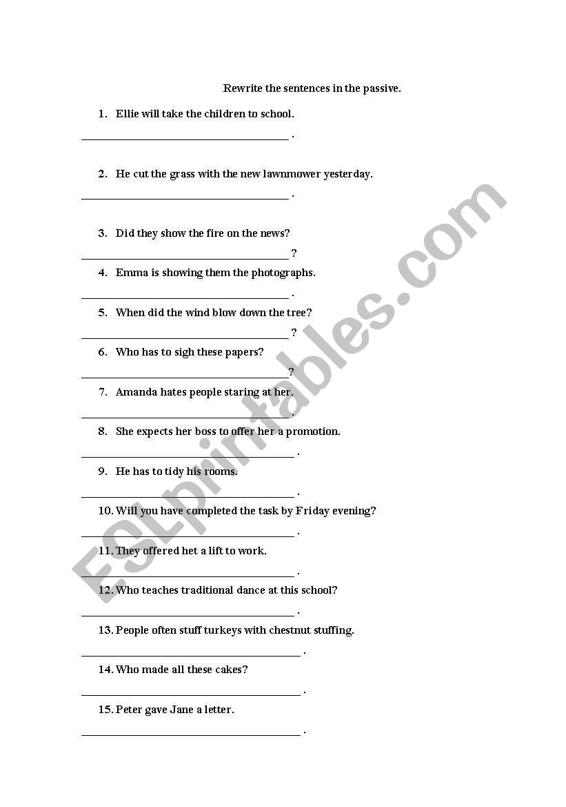 Passive voice worksheet