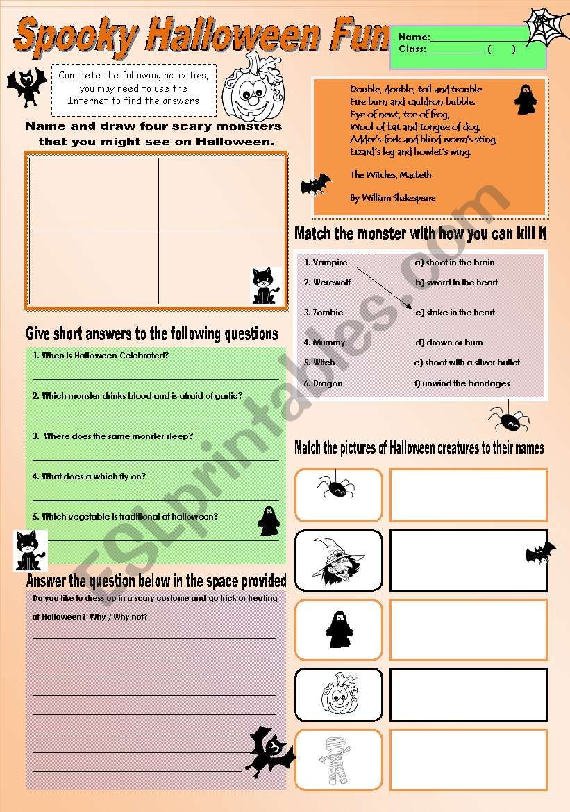 Spooky Halloween Fun worksheet