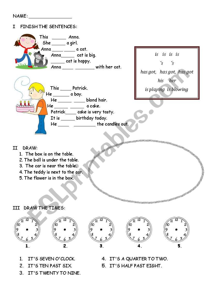 to be, have,  worksheet