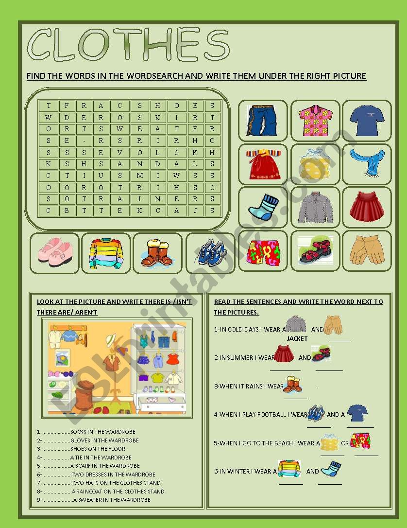 CLOTHES worksheet