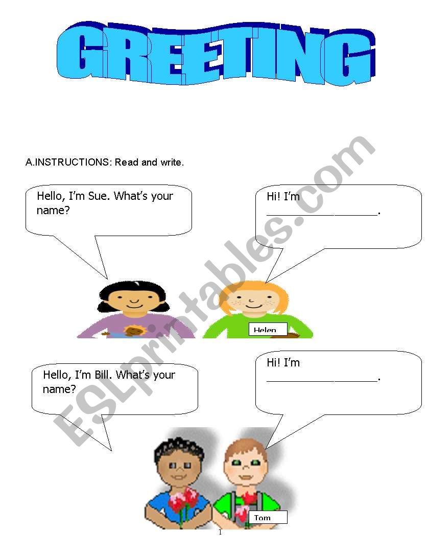 GREETING worksheet