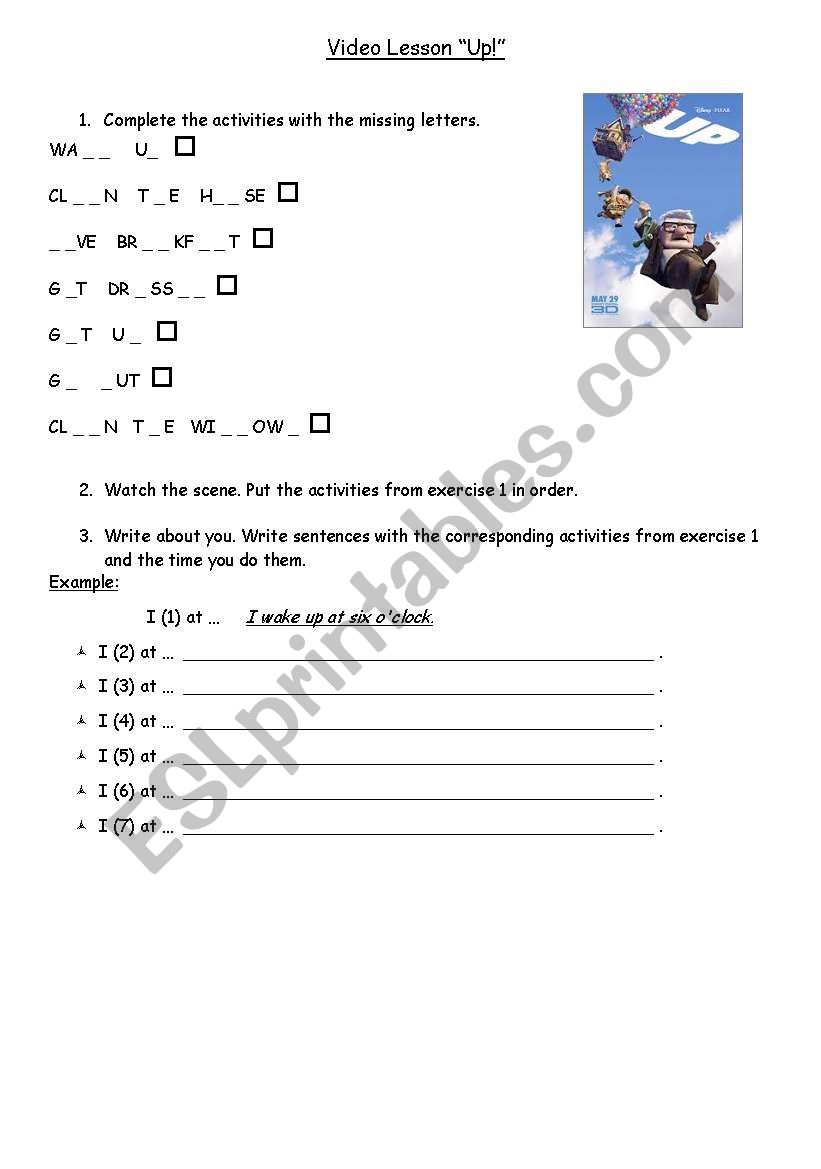 UP! Video Lesson worksheet