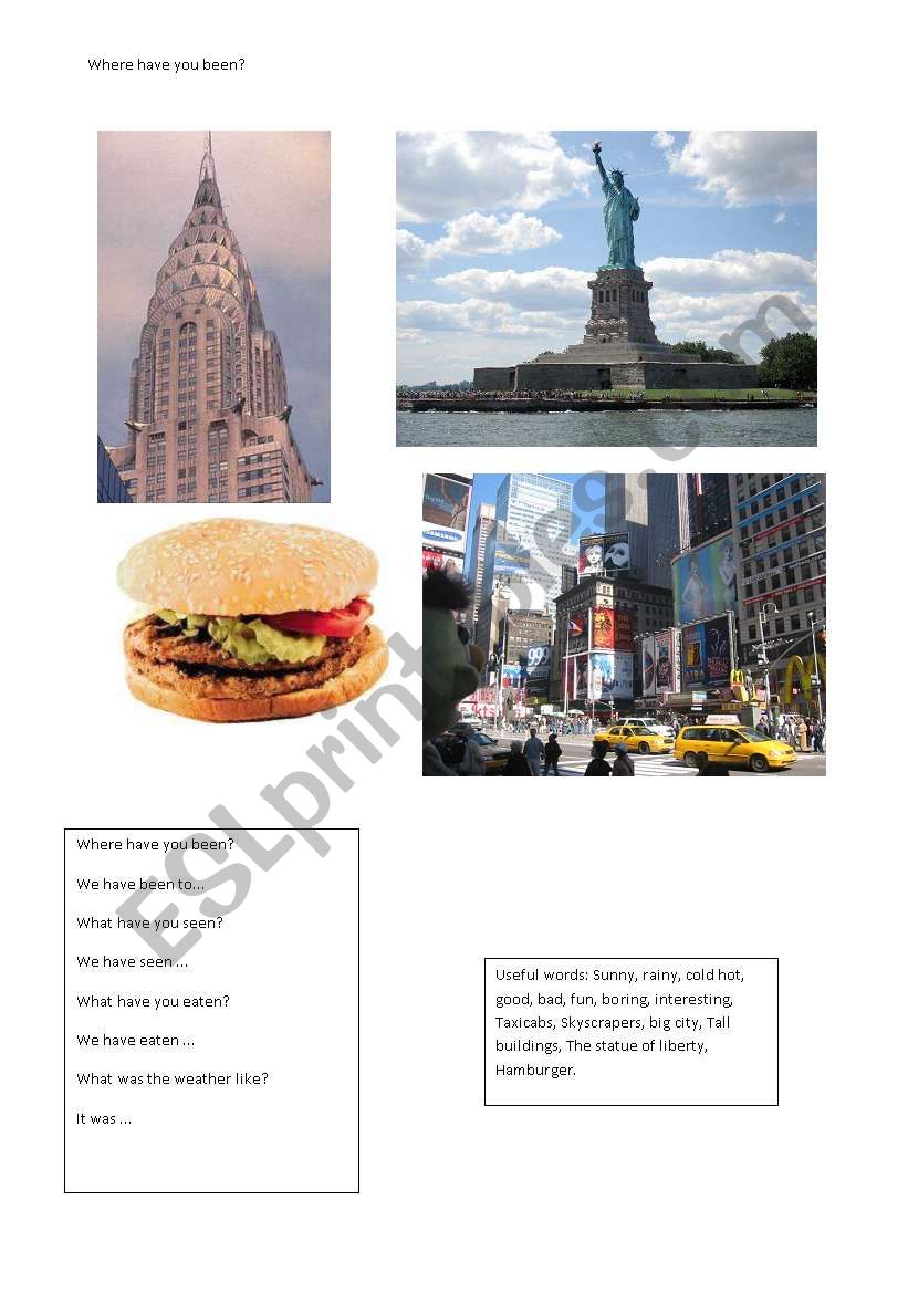 Where have you been? New York worksheet