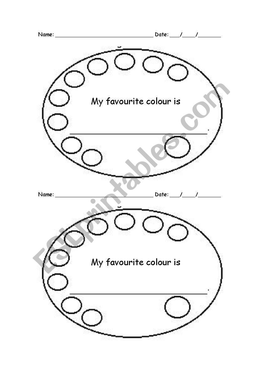 Favourite colour worksheet