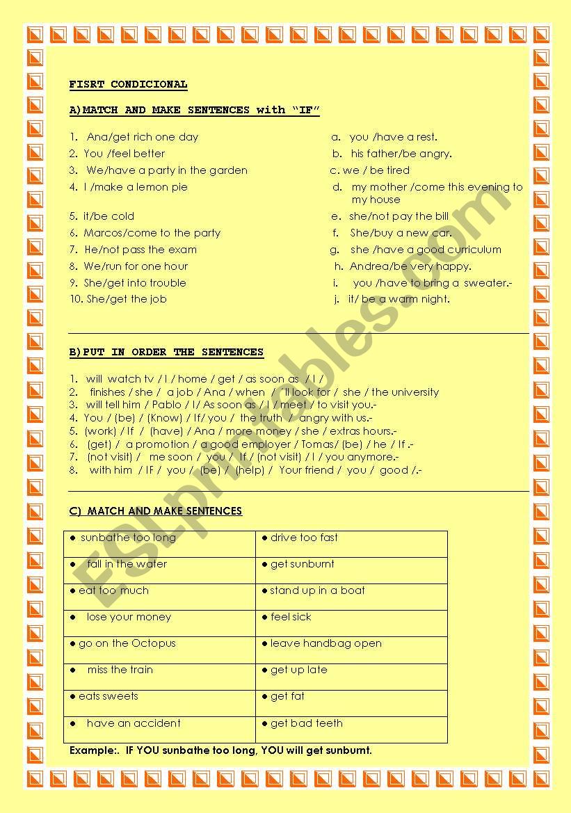 First conditional worksheet