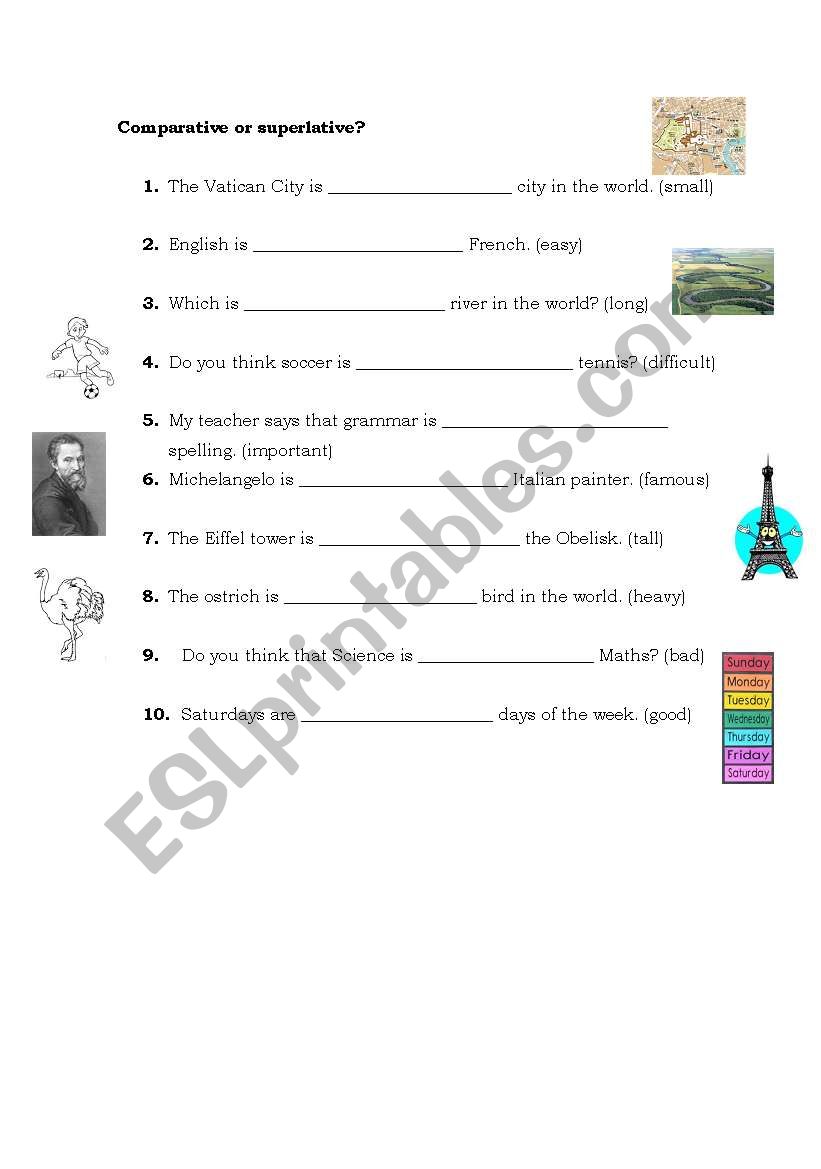 Comparative or Superlative? worksheet