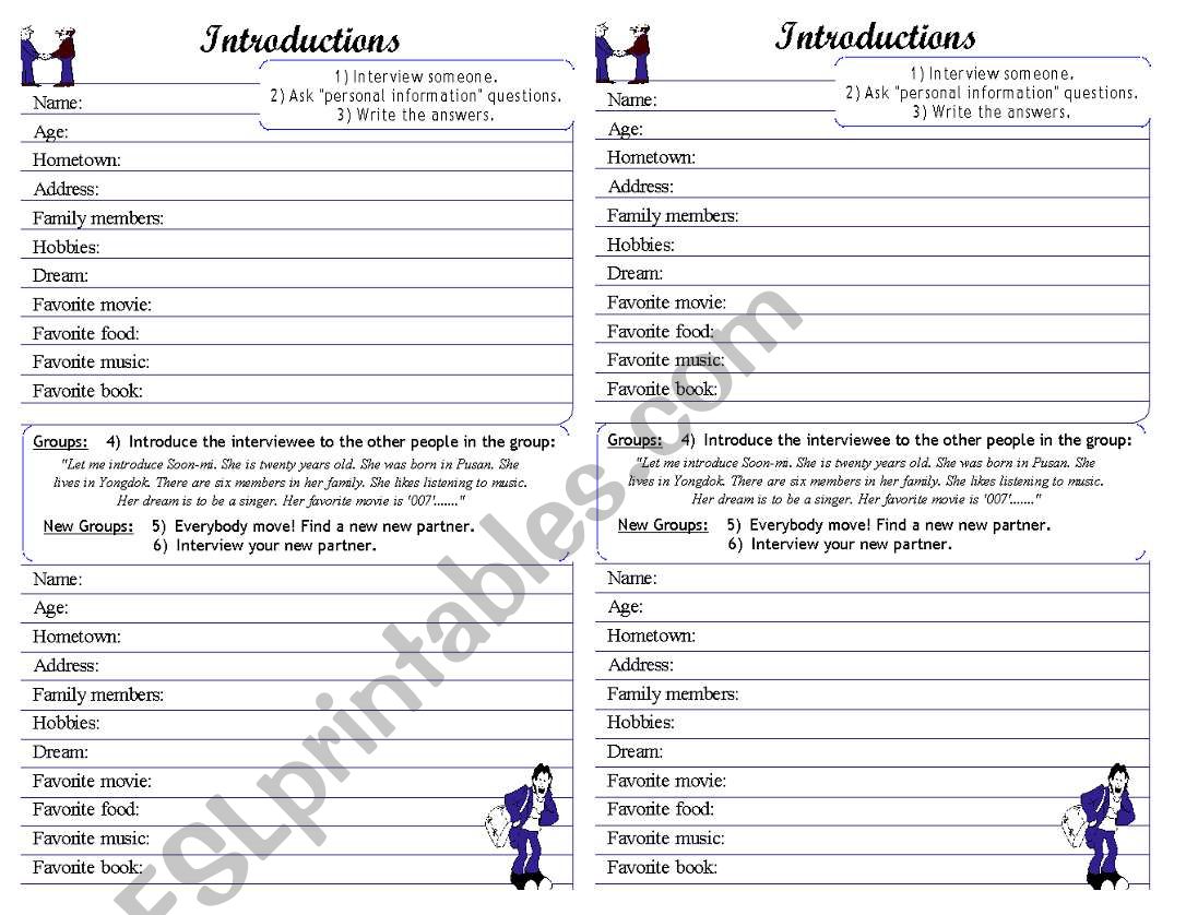 introduction worksheet