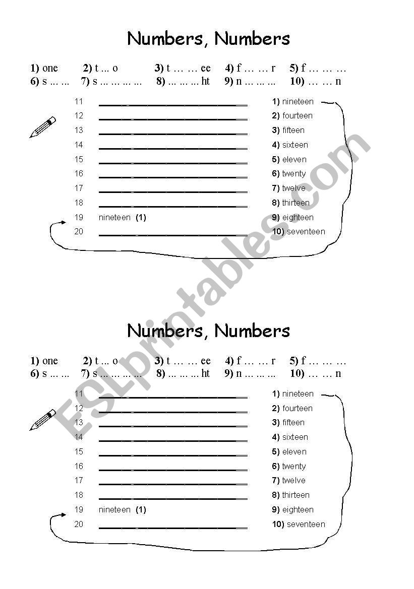 Numbers worksheet