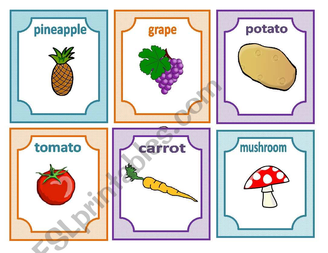 Fruit, vegetables and food worksheet