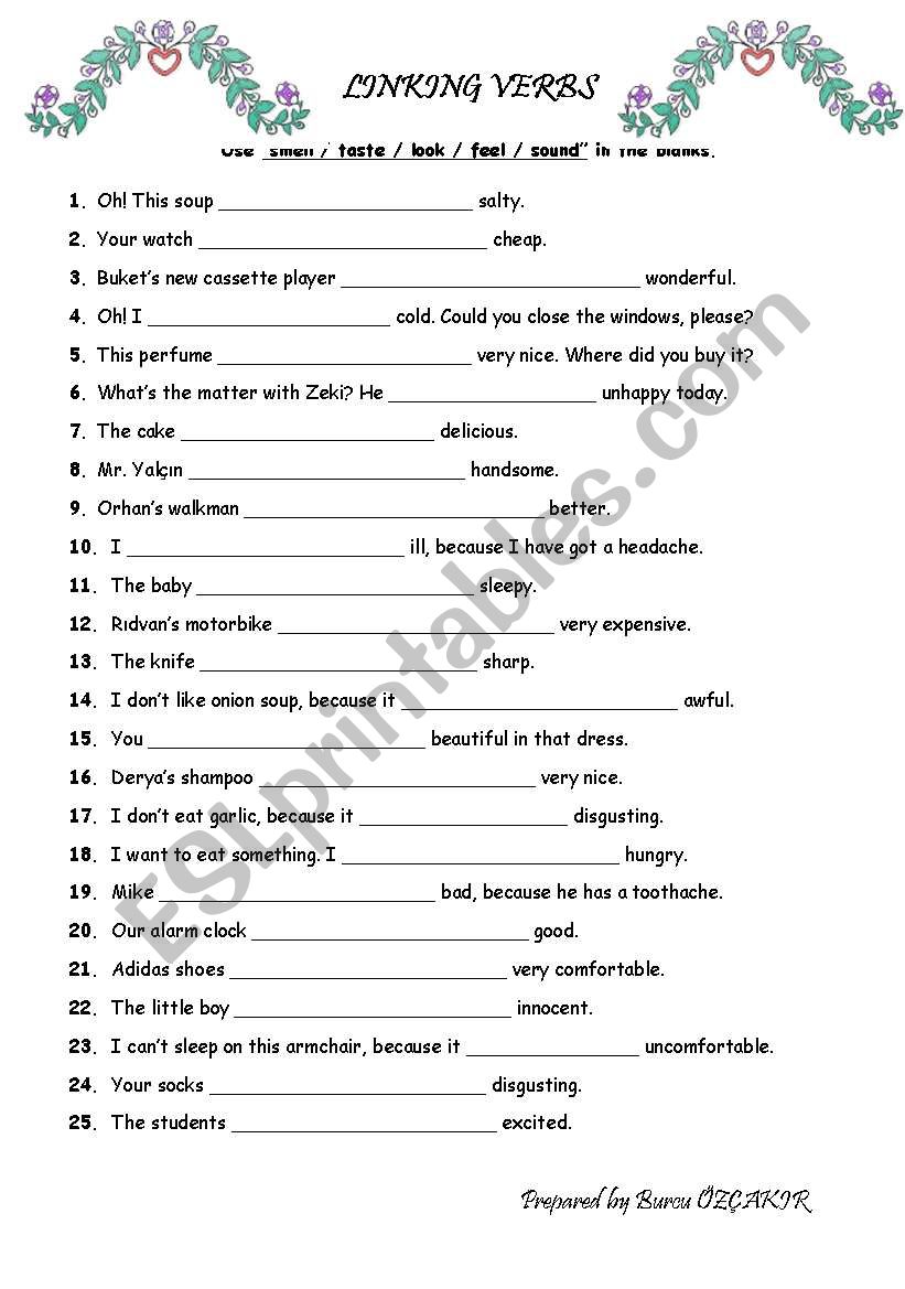 LINKING VERBS worksheet