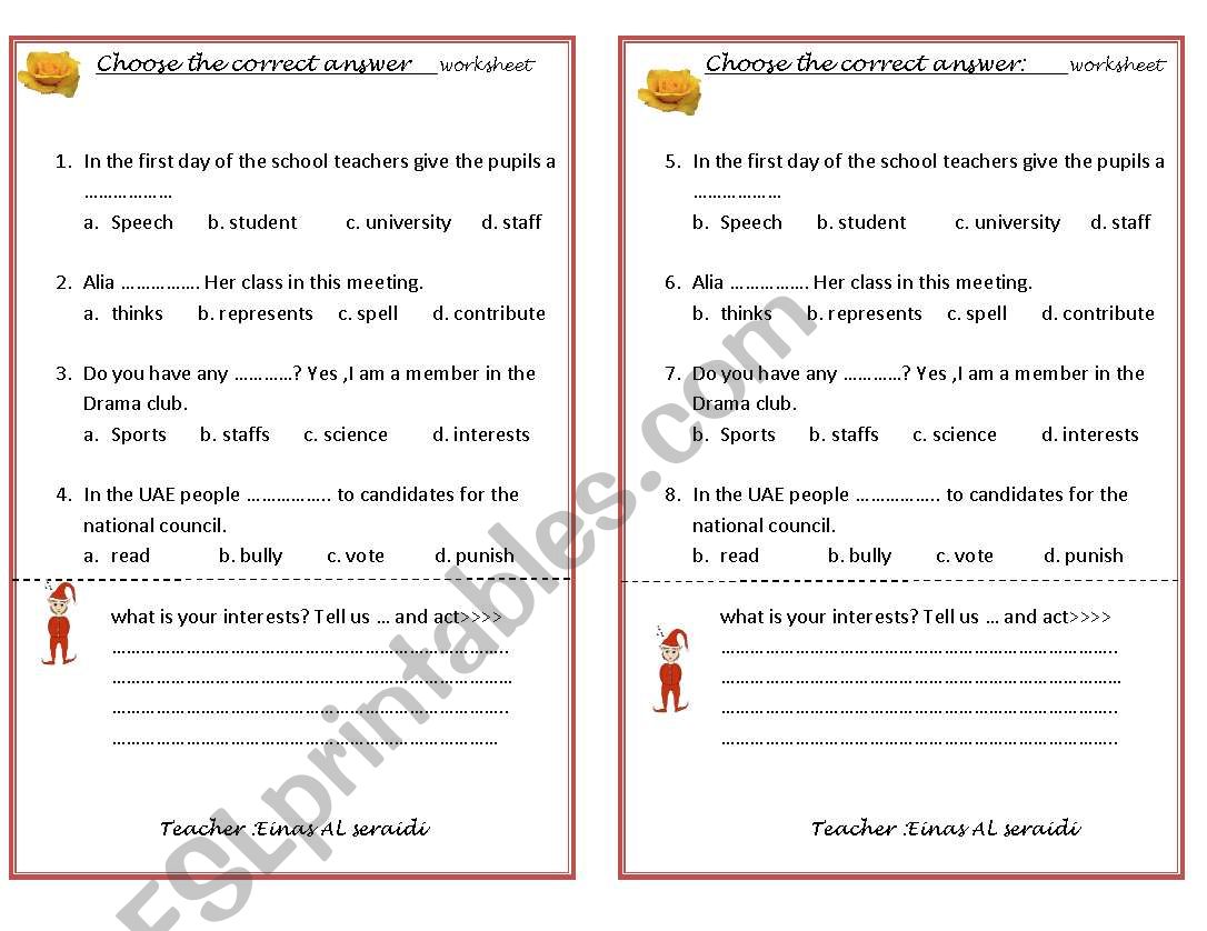 school life theme 1 worksheet