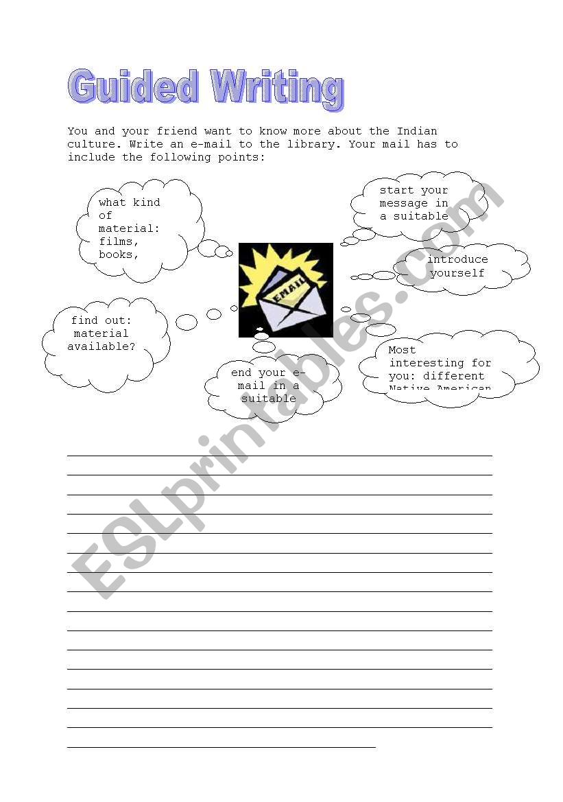 guided writing Indians worksheet