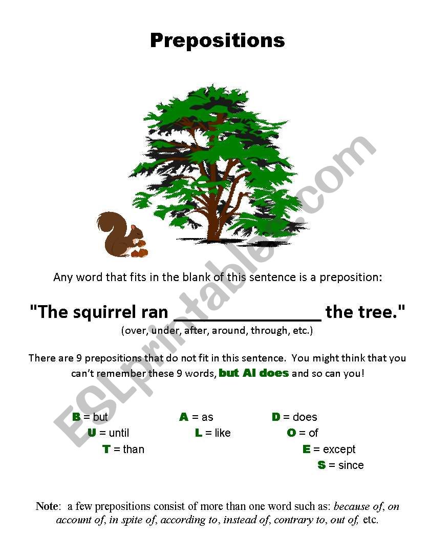 Prepositions worksheet