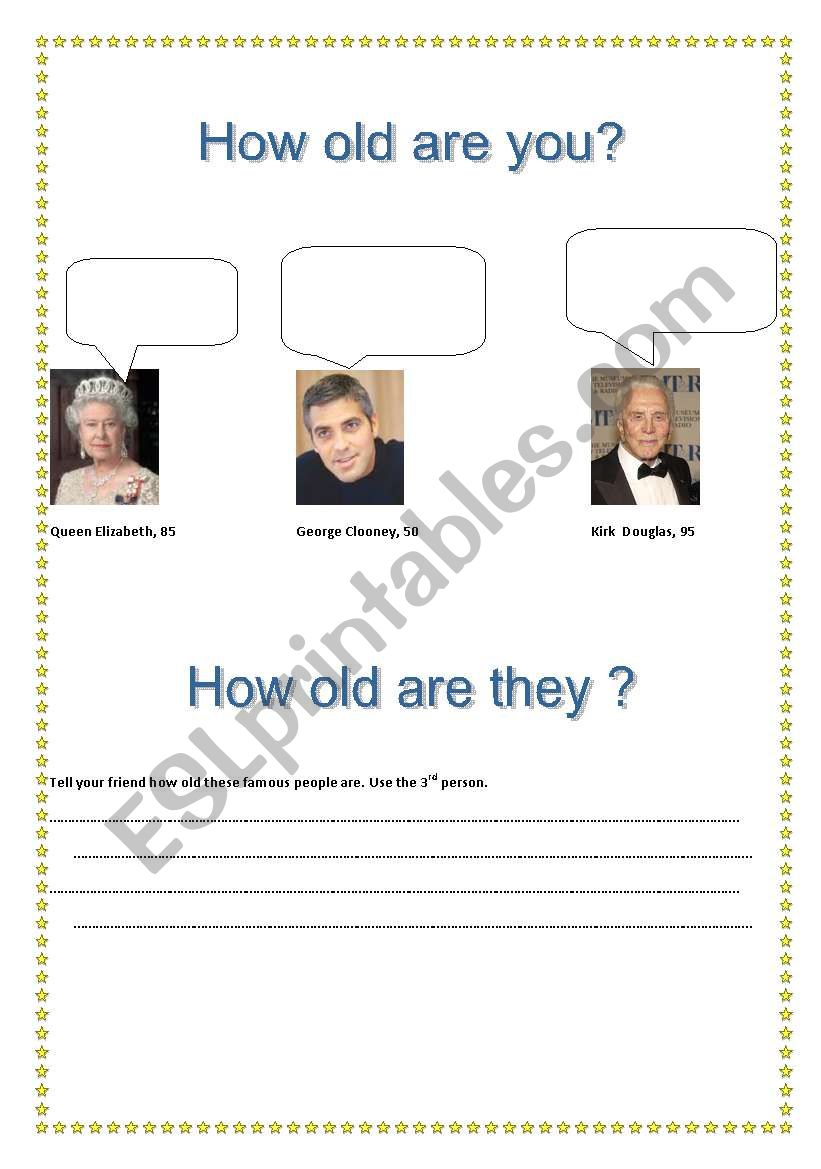 Age : how old are you? worksheet