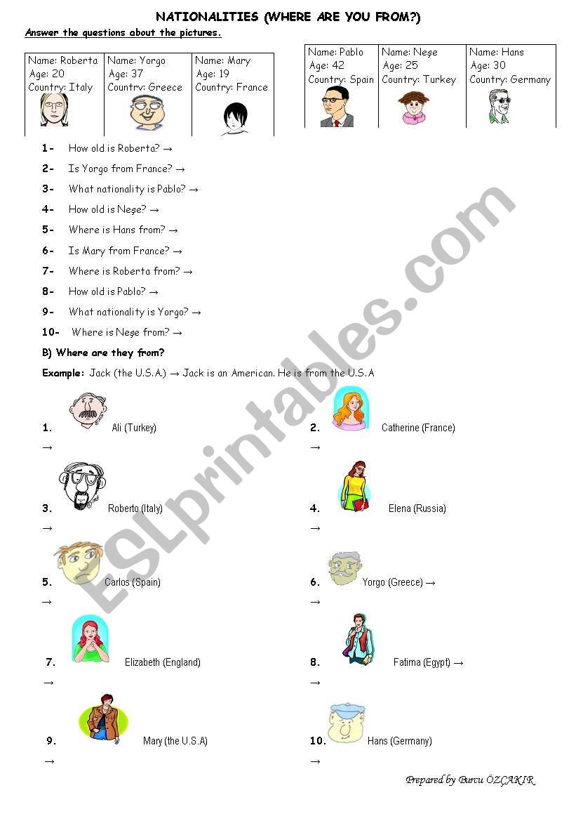 WHERE ARE YOU FROM? worksheet