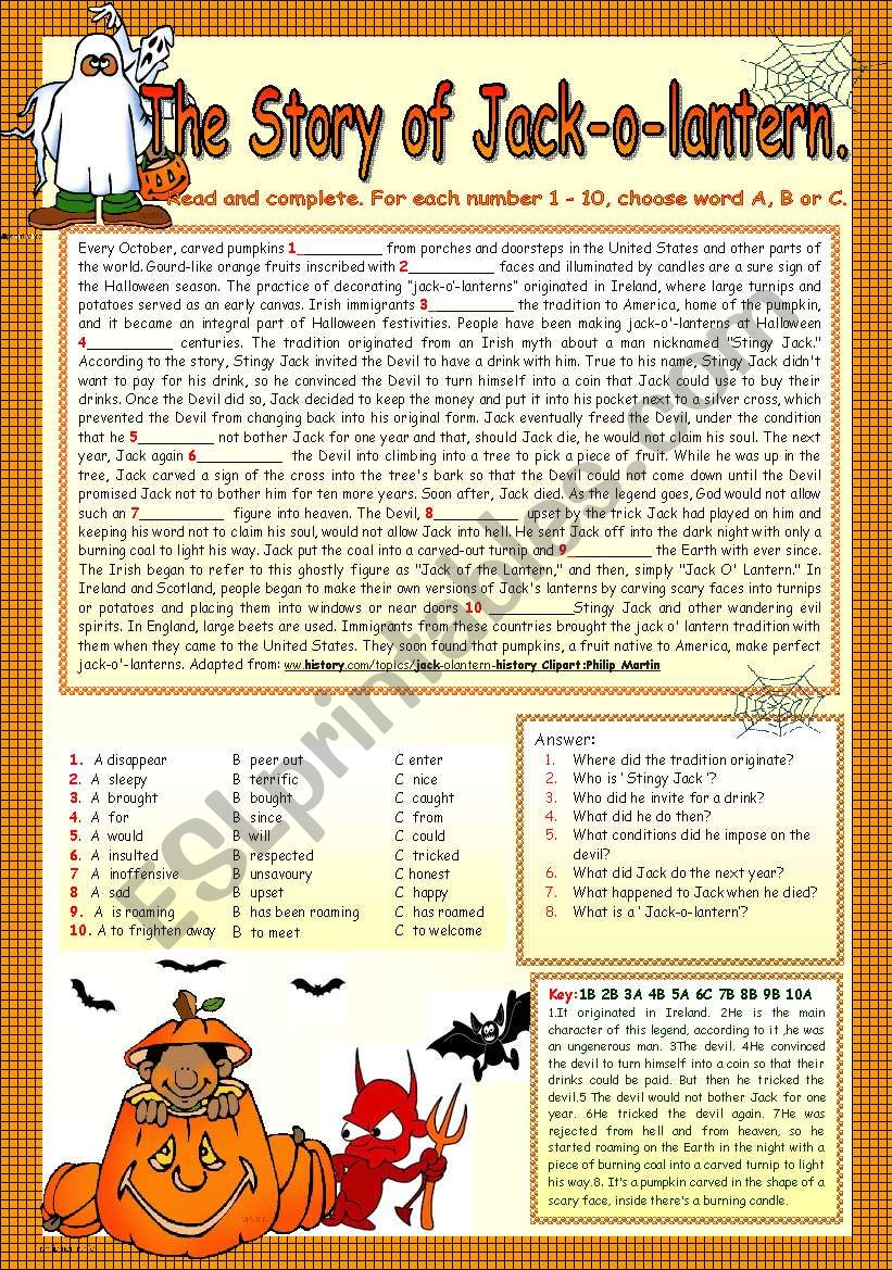 THE STORY OF JACK-O-LANTERN. worksheet