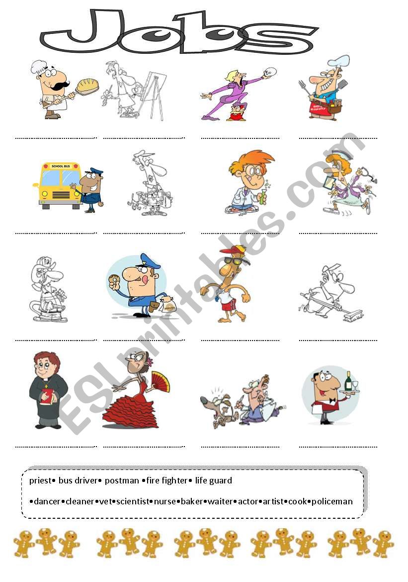 Jobs pictionary worksheet