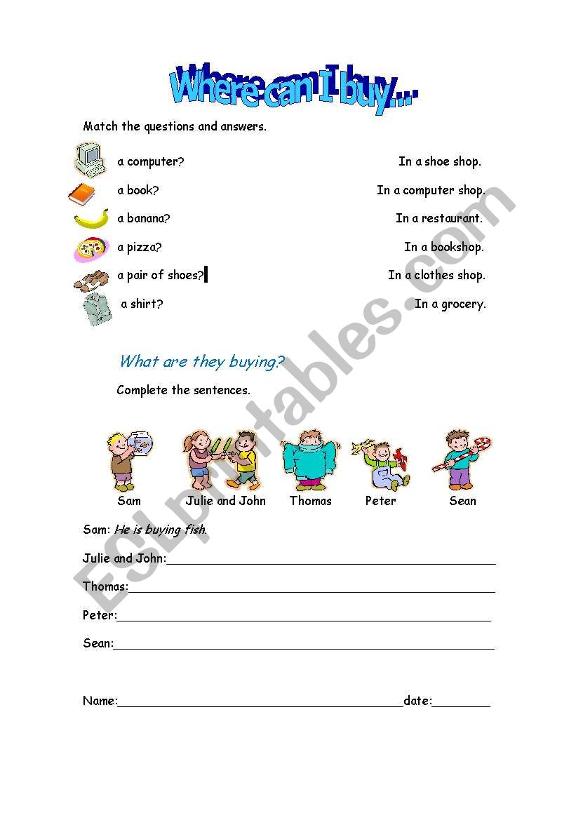 what can I buy... worksheet