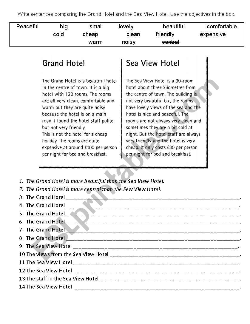 Comparative and superlative worksheet