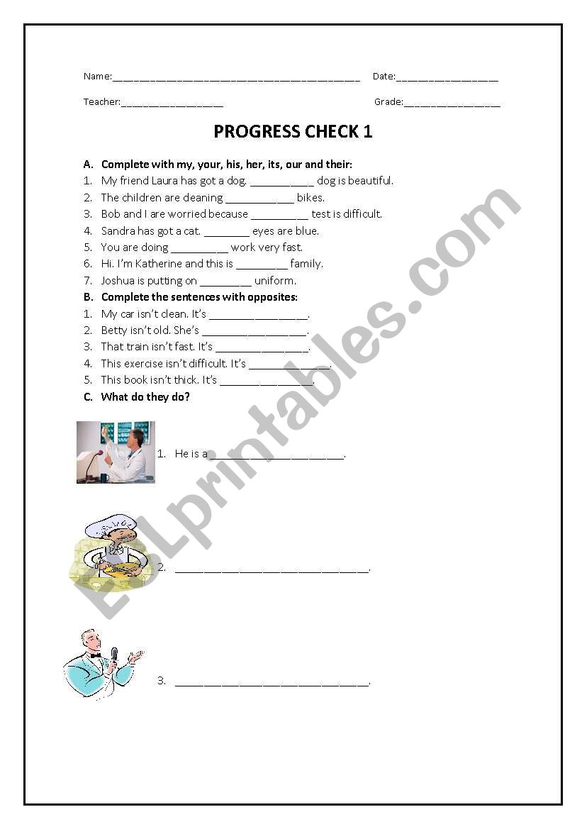 Progress check  worksheet