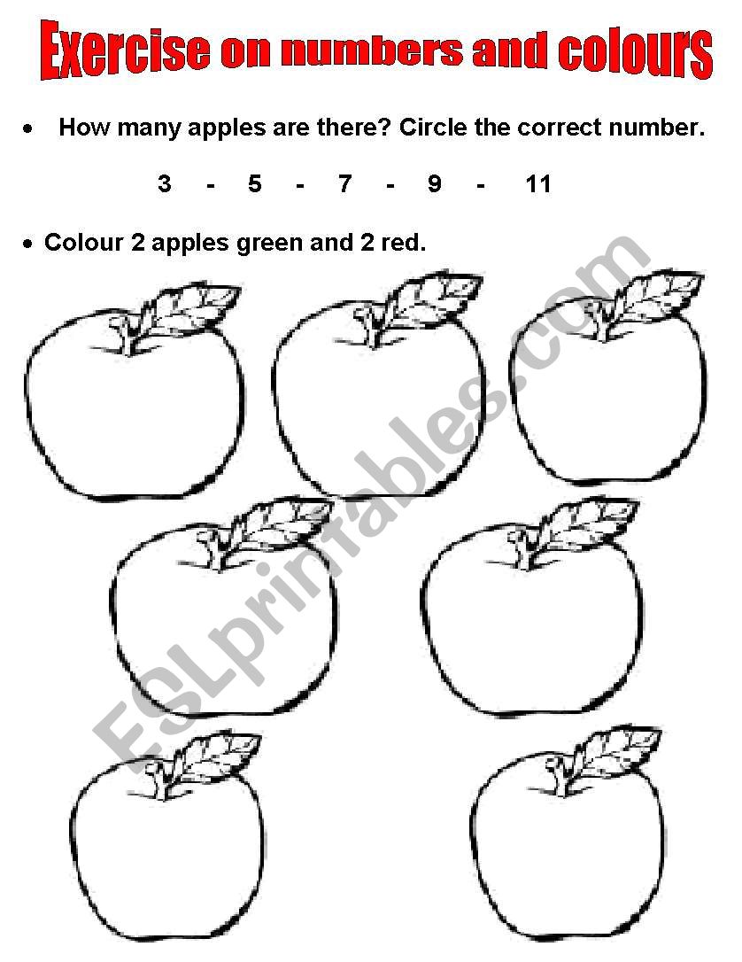 Numbers & Colouring Worksheet worksheet
