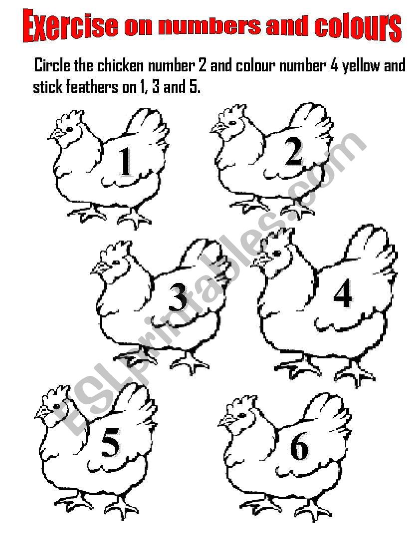 Numbers & Colouring Worksheet worksheet