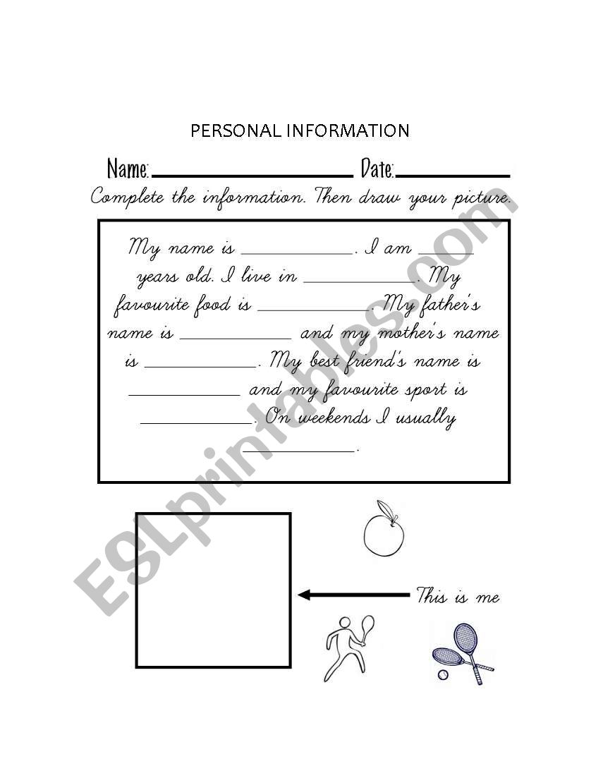 PERSONAL INFORMATION worksheet